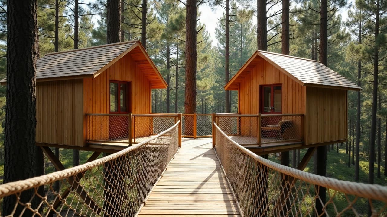 Pont de singe sur mesure, cordes, planches et ancrages bien pensés